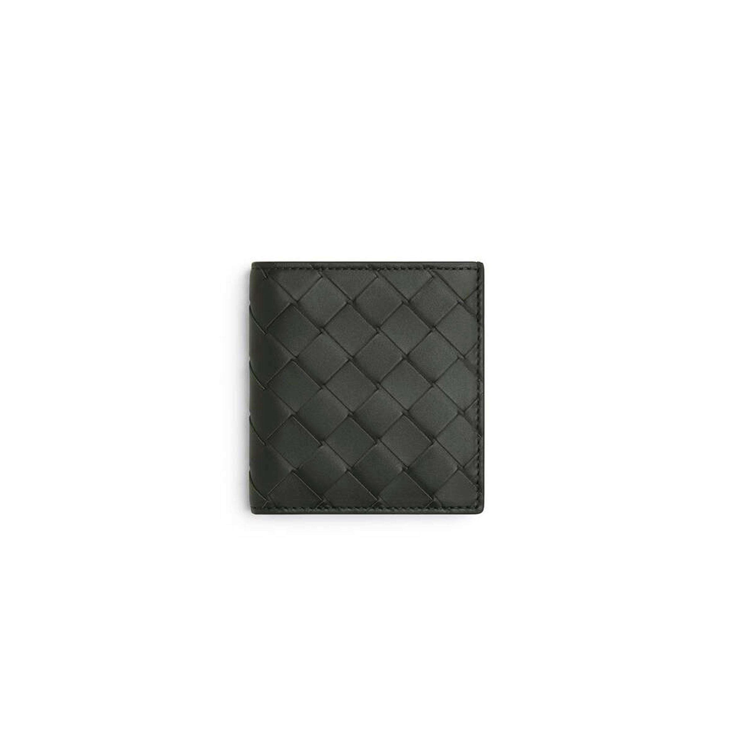 BOTTEGA VENETA INTRECCIATO BI-FOLD WALLET DARK GREEN CLAY 749400 (10*9.5*1cm)